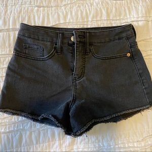 Black high rise jean shorts